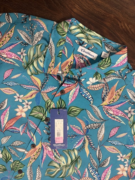Caribbean Other - NWT Roundtree & Yorke Caribbean 3XLT Teal Tropical Hawaiian *Fathers Day* Shirt